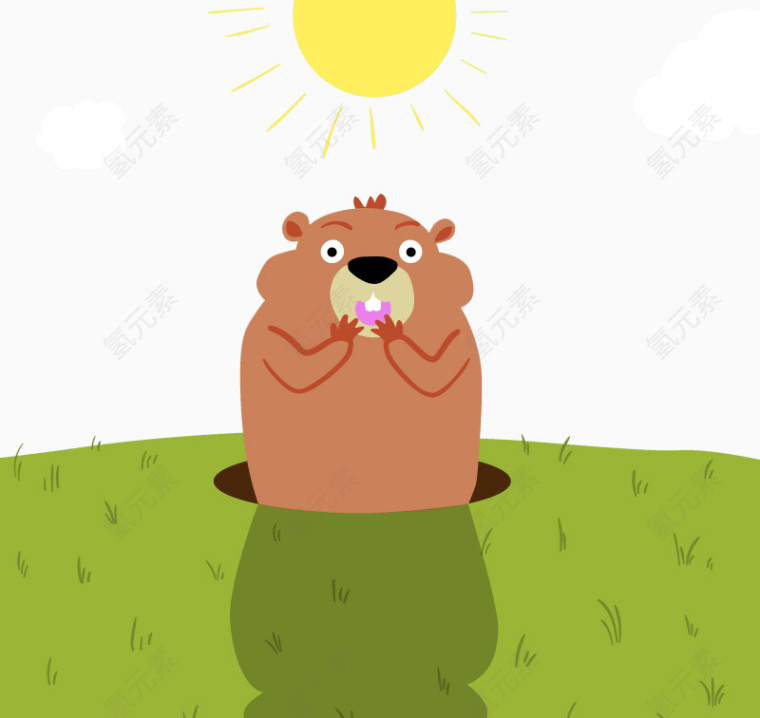 可爱卡通土拨鼠矢量素材
