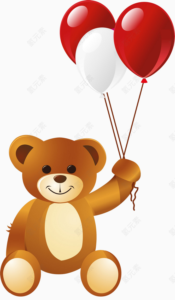 毛茸茸爱心熊气球图