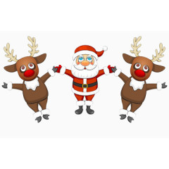 卡通版的圣诞老人与麋鹿手拉手