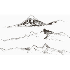 矢量山峰风景速写