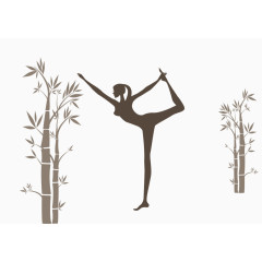 竹林卡通瑜伽女孩