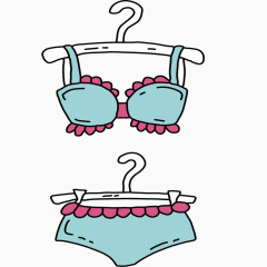 矢量蓝色文胸套装素材