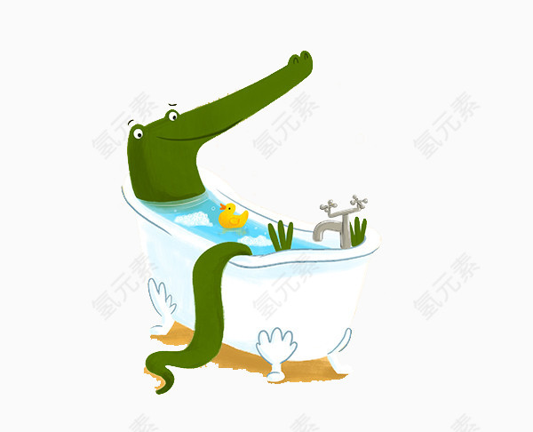 在浴缸洗澡的鳄鱼