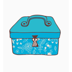 蓝色的卡通矢量收纳盒