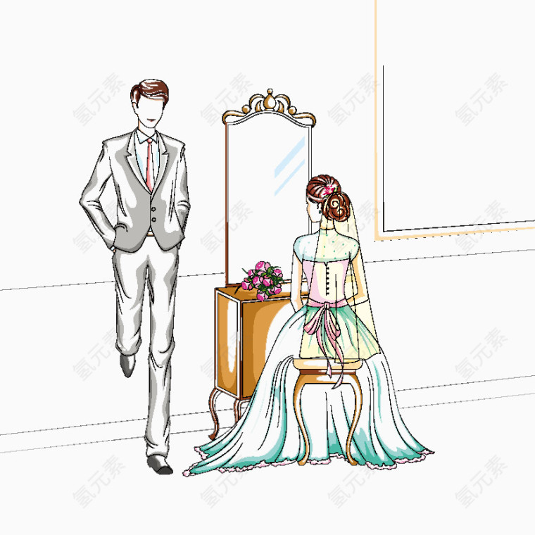 手绘新人婚礼