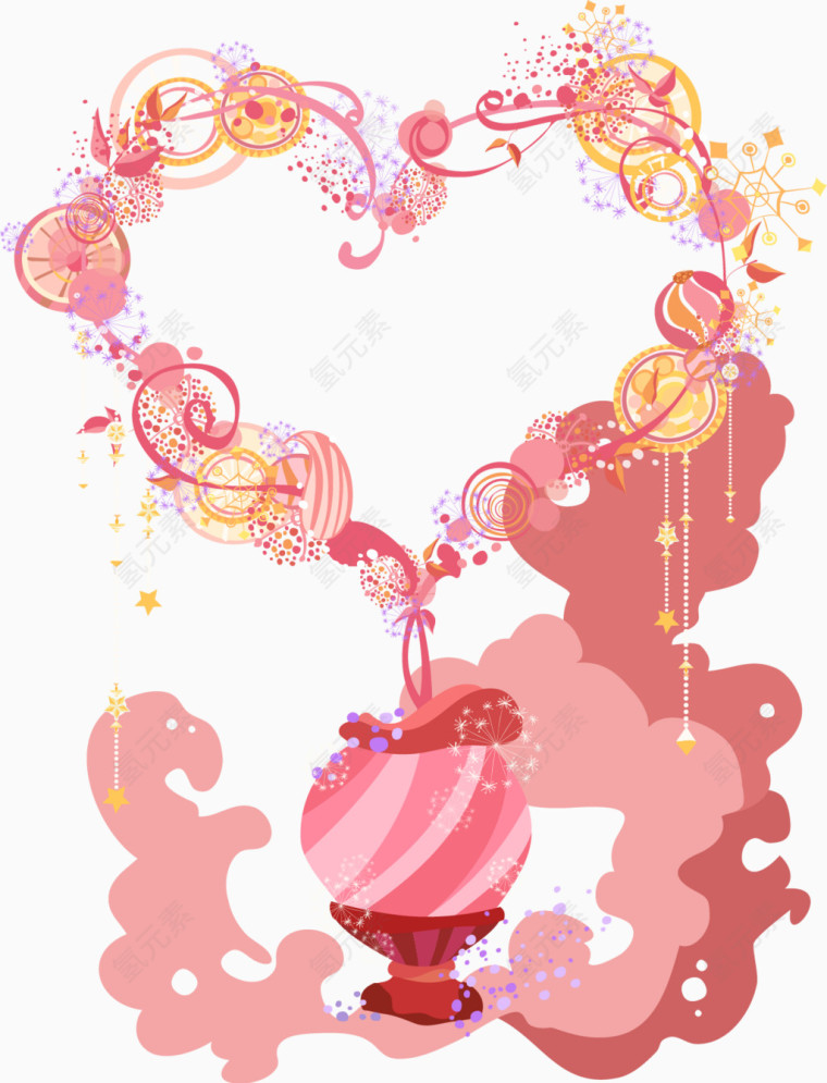 粉色浪漫花纹卡片背景素材