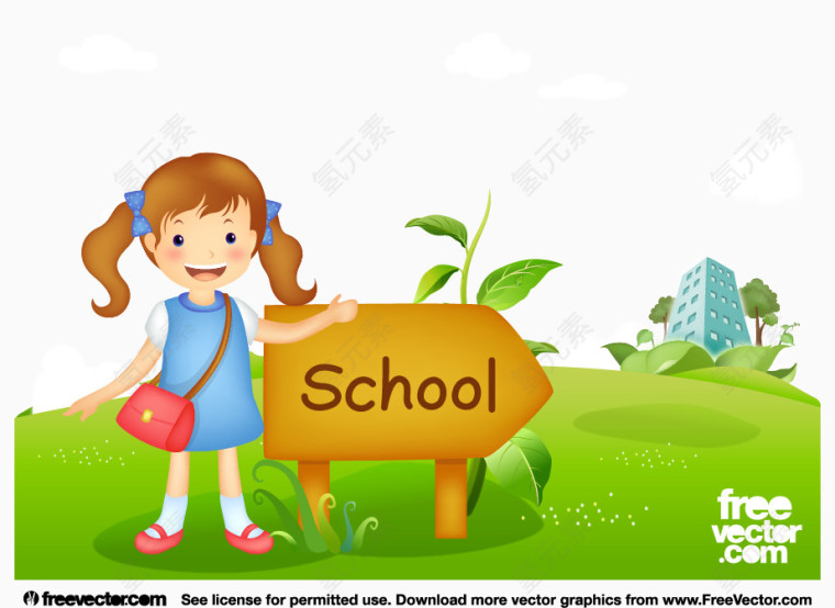 矢量上学女孩