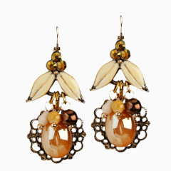 复古宝石叶子吊坠耳环