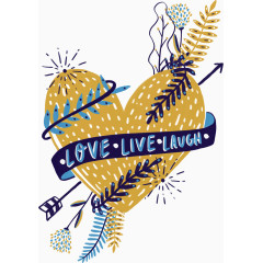 矢量手绘金色爱心