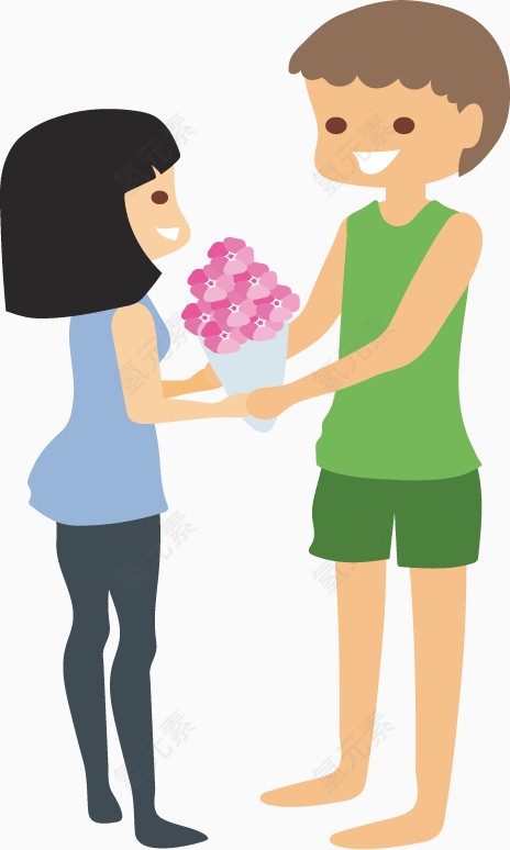 扁平情侣送花