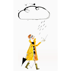 下雨天彩绘免抠素材