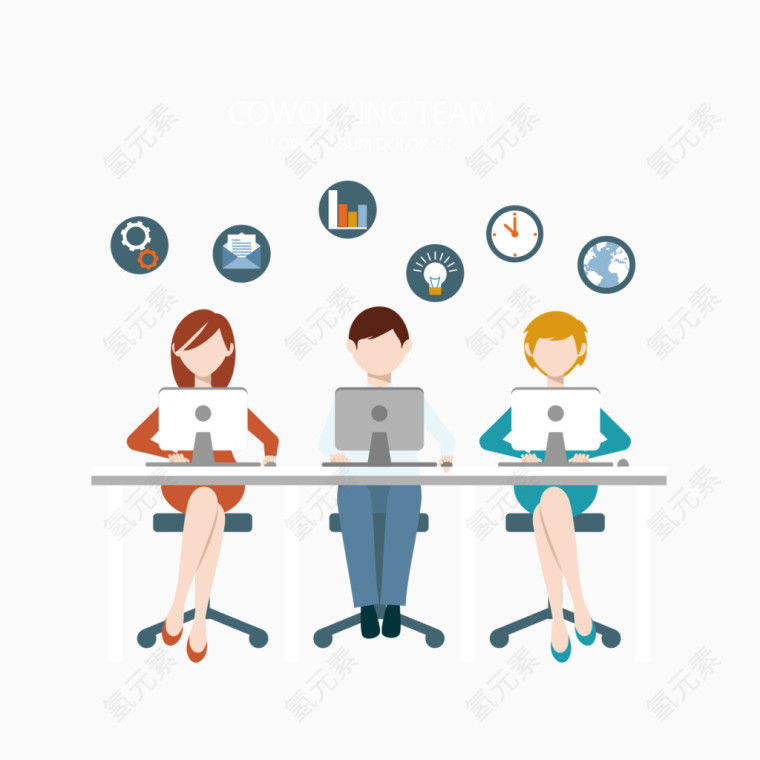 矢量商务人士工作场景