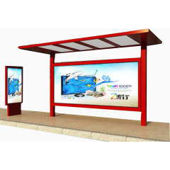 2017红色户外公交车站牌