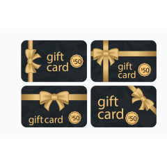 矢量手绘4张黑色礼品卡