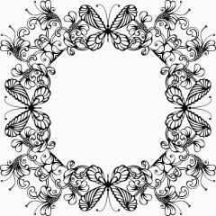 矢量创意设计黑白蝴蝶小花图