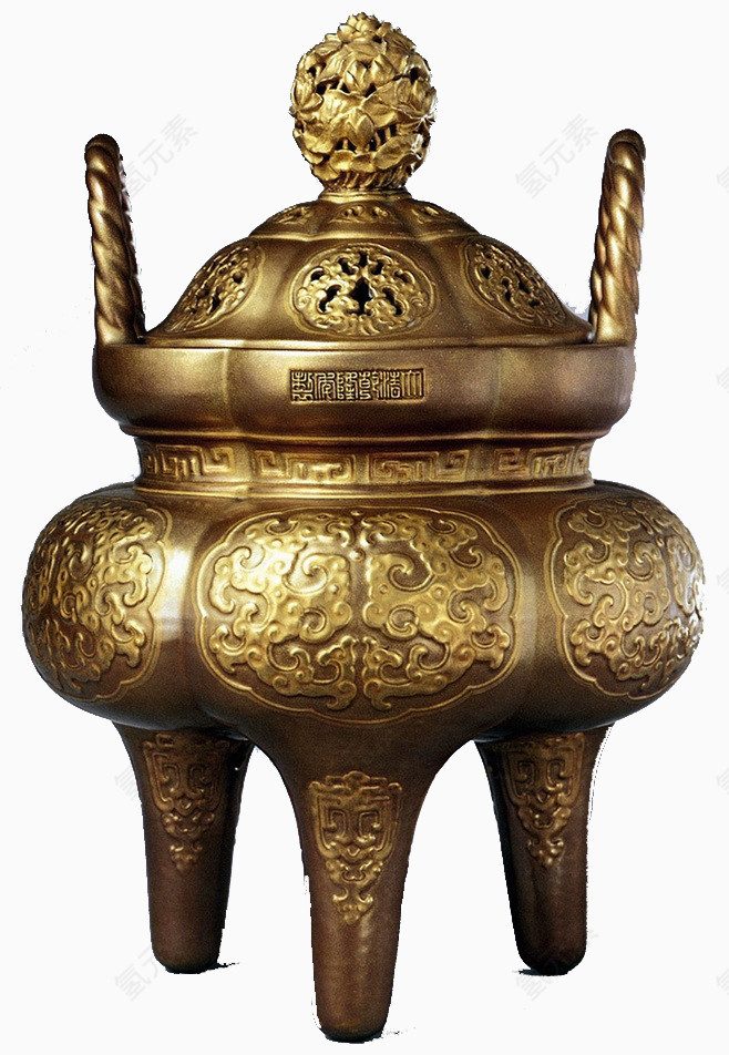 古铜金釉三足炉