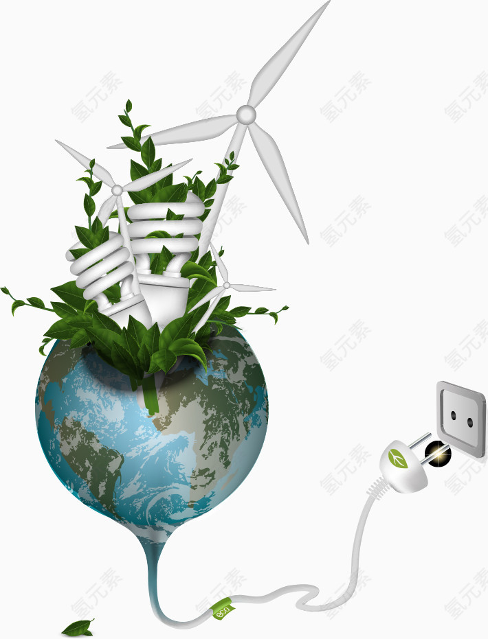矢量地球上的节能灯泡