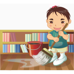打扫卫生的孩子