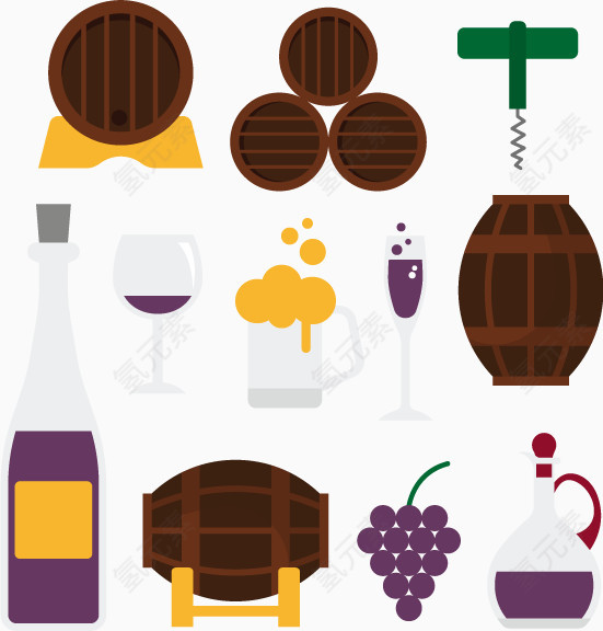 酒庄元素素材矢量