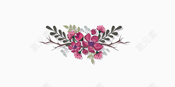 枚红色枝丫精致典雅花朵