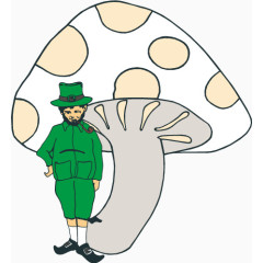 卡通蘑菇绿色卡通人物矢量