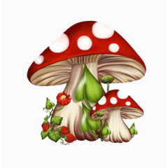 手绘彩色蘑菇