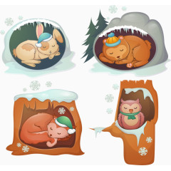 温馨冬眠小动物