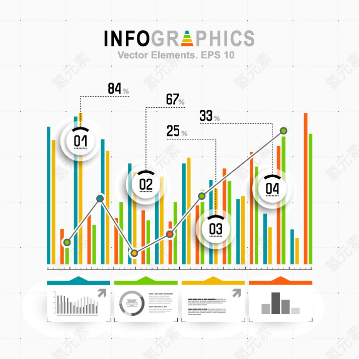 矢量PPT信息图表统计数据素材
