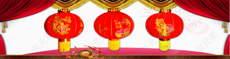中国风红色灯笼帷幕背景