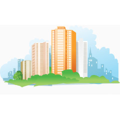 矢量城市高楼居民区