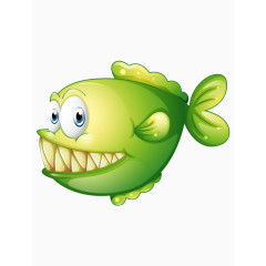 卡通手绘绿色利齿小鱼