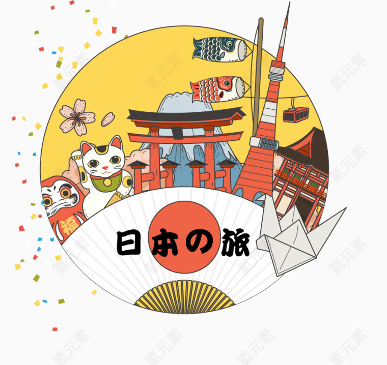 装饰圆形日本旅游