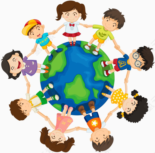 地球上手拉手的小孩