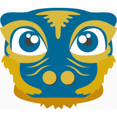 可爱蓝色狮子头手绘矢量图