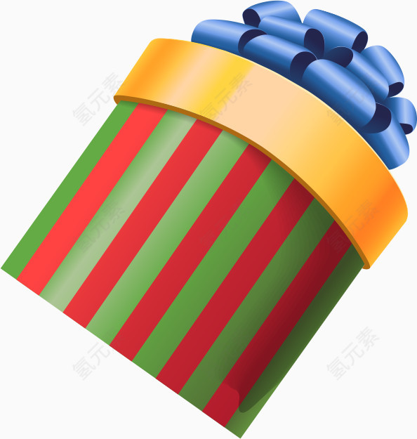 绿色条纹卡通圆形礼盒
