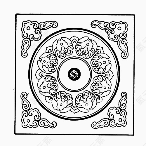 古典卷草纹矢量图