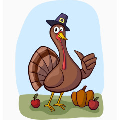 卡通手绘竖起大拇指火鸡南瓜苹果