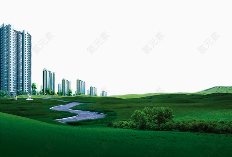 地产海报元素郊外风景