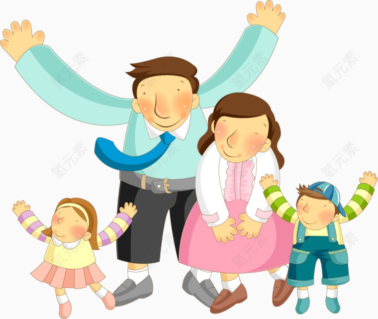 矢量手绘一家人