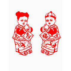 拜年孩童剪纸