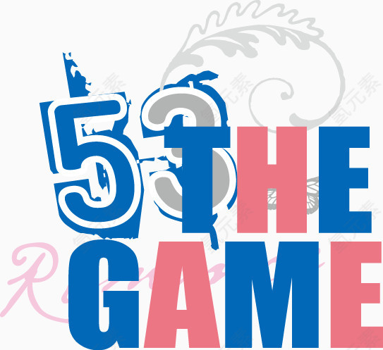 手绘红蓝数字字母图案