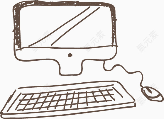 电脑，手绘电脑，淘宝素材，手绘元素