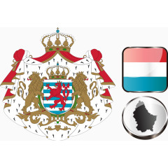 卢森堡矢量国徽国旗元素