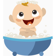 矢量可爱宝宝洗澡沐浴