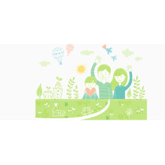 矢量手绘幸福一家人