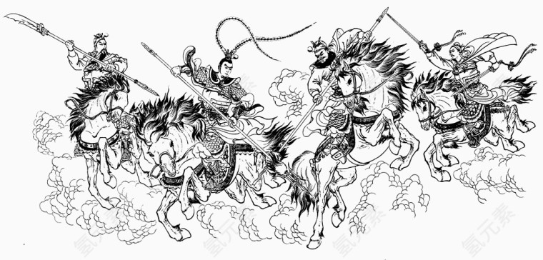 线描古代人物