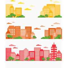 3款彩色城市楼群banner矢量素材