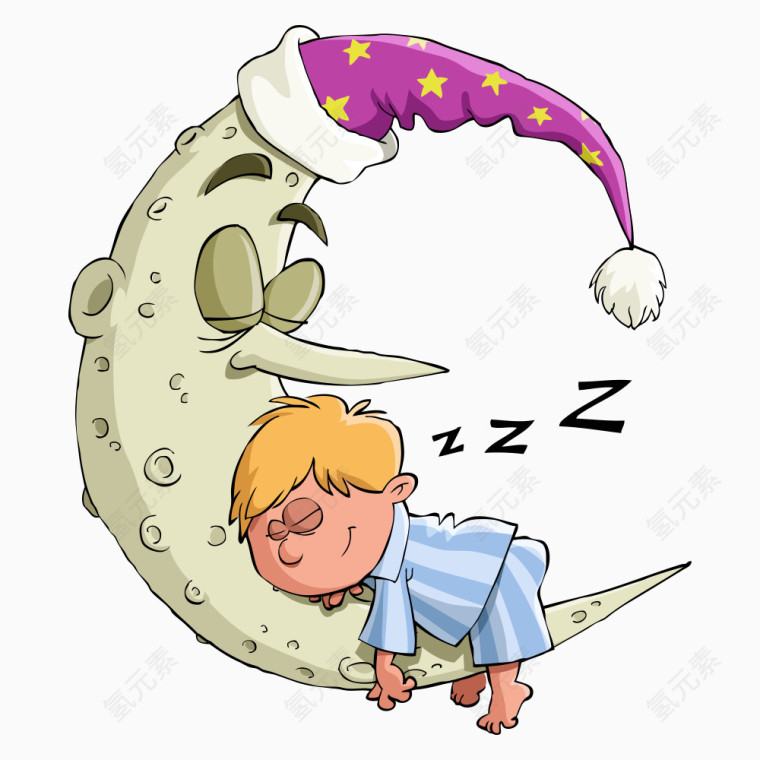 矢量月亮上的婴儿