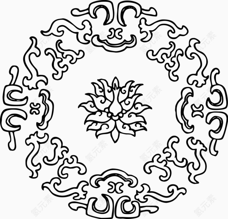清代瓷器装饰黑色花纹