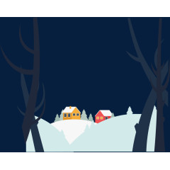 矢量冬季户外雪景